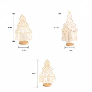 Handgemachter Makramee Weihnachtsbaum mit Holzsockel für Feiertag Party Heimdeko Geschenk