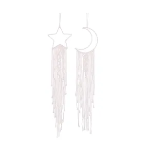 Handmade Cotton Macrame Dream Catcher Wall Hanging Star Moon Boho Home Room Decor Gift
