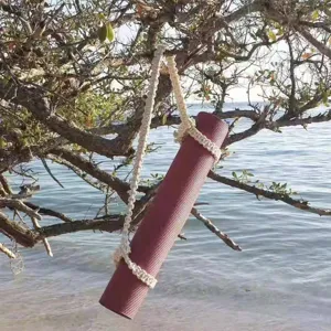 Handmade cotton macrame yoga mat strap outdoor hanging sling carrier for daily fitness practice.
