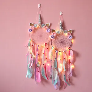 Acchiappasogni da Parete Unicorno Sospeso Decorazione in Piume Fatto a Mano per Camera da Letto di Ragazze Regalo Decorazione Casa