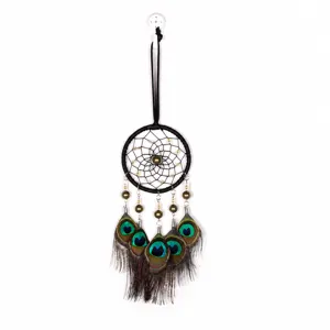 Ornement Suspendu Attrape-rêves en Plumes de Paon Vintage Fait Main Décoration Murale Plume Attrape-rêves Pour Maison Chambre