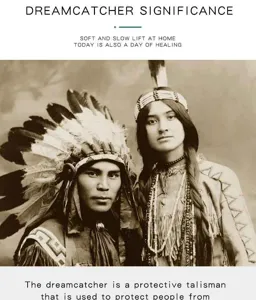 Imagen de detalle de fondo cultural atrapasuenos boho con foto nativa americana vintage.