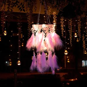 Engel Elf Lichterkette Traumfänger Spitze Nachtlicht Kreativer Feder Anhänger Wandbehang Schlafzimmer Heimdekoration