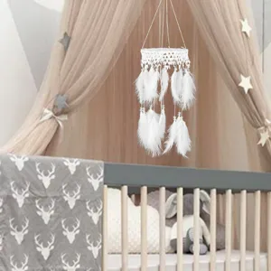 Weißer spitzen traumfänger federn hängeanhänger für schlafzimmer kinderzimmer deko geschenk.