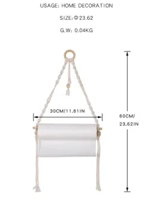 Handmade woven macrame toilet paper holder bathroom wall hanging roll tissue storage rack