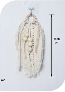 Handgemachte Makramee Blatt Wandbehang mit Holzperlen boho Heimdekoration Ästhetik Ornament