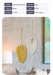 Handgemachte Baumwolle gewebte Blatt Wandbehang Boho Stil Zimmerdekor Schlafzimmer