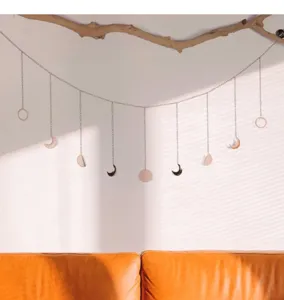 Metall Mondphase Wandbehang Girlande boho astrologische Deko für Schlafzimmer Wohnzimmer