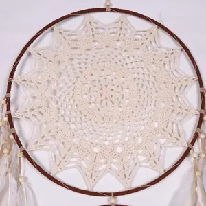 Bohemian large woven feather dream catcher wall hanging decor for home bedroom aesthetic.