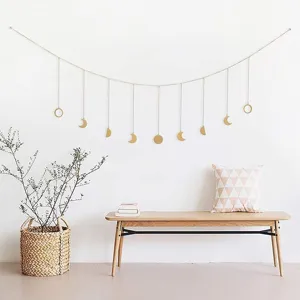 Metall Mondphase Wandbehang Girlande boho ästhetische Dekoration für Schlafzimmer Wohnzimmer