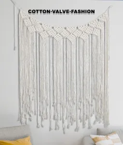 Tapiz de pared de macramé bohemio de algodón para decoración del hogar fondo de boda