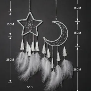 Moon star dream catcher wall hanging bedroom decorative feather pendant ornament decor