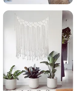 Tapiz de Pared de Macramé Bohemio Hecho a Mano de Algodón para Decoración del Hogar.