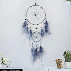 Blauwe veren dromenvanger wanddecoratie huis slaapkamer esthetische decoratieve cadeau hanger