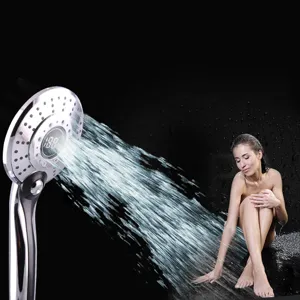 LED digital display shower head with temperature control and multiple spray modes for bathroom.