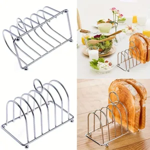 Stainless steel toast bread rack kitchen baking tool multi-grid slice storage holder stand