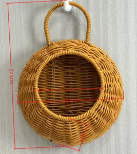 Panier suspendu en rotin mural pot de fleur demi-cercle organisateur de cuisine