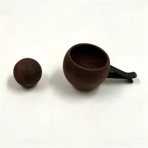 Black walnut wood car aroma diffuser set, solid wooden roly-poly sphere and clip base.