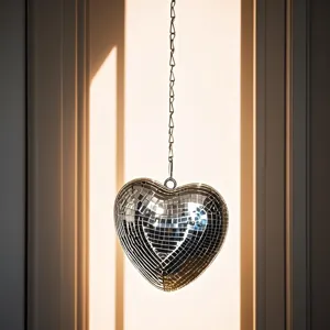 Heart disco ball hanging pendant mirror glass decoration for party home decor details.