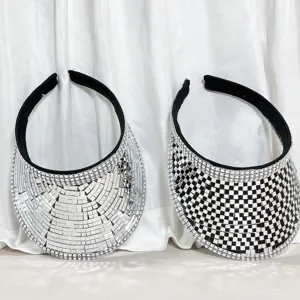 Disco Mirror Sun Hat Reflective Empty Top Hat Rhinestone Sparkly Festival Party Hat Summer Beach Outdoor Hat For Women