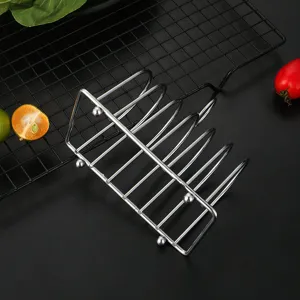 Stainless steel toast rack kitchen bread holder baking tool air fryer wire stand organizer 1pc