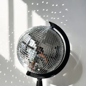 Globo terráqueo bola disco decoración de escritorio, adorno de vidrio reflectante para interior.