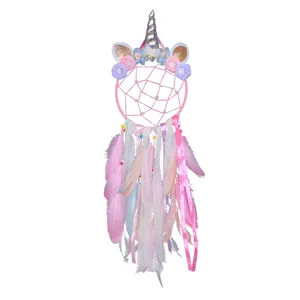 Acchiappasogni unicorno decorazione murale con piume pizzo stanza bambini regalo deco
