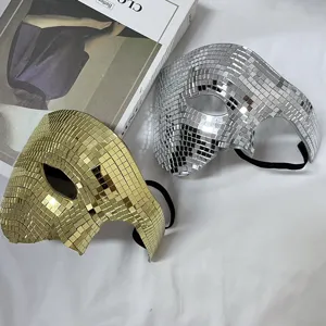 Disco ball half face mask shiny mirror masquerade party mask reflective festival eyewear