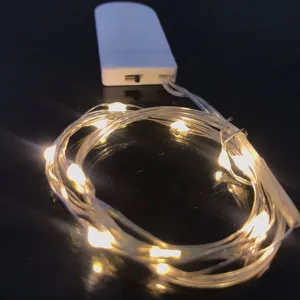 LED fairy string lights with battery box, warm white decorative lighting for festivals and parties.
