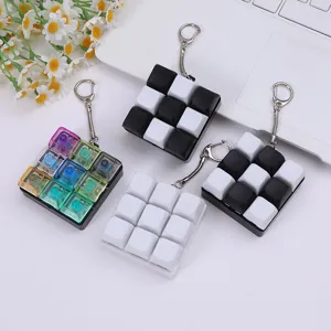 Transparent Mechanische Tastatur Dekompression Spielzeug Schlüsselanhänger Tragbar Stressabbau Fidget Clicker Schlüsselring
