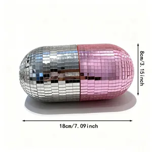 Disco mirror glass pill storage box creative capsule container pen holder makeup organizer