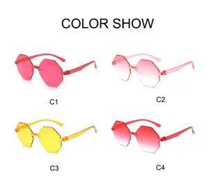 Gafas de sol poligonales color gelatina sin montura, lentes degradadas, elegante protección UV.
