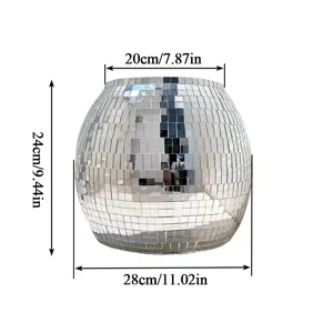Silver disco ball mosaic glass vase ice bucket party planter decorative container 28cm