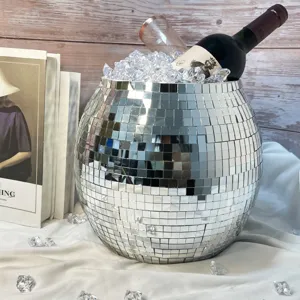Disco ball ice bucket 28cm mirror mosaic cooler for summer party bar decor and home flower pot.