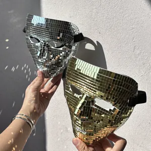 Disco mirror full face mask mosaic party costume Halloween decoration shiny reflective prop