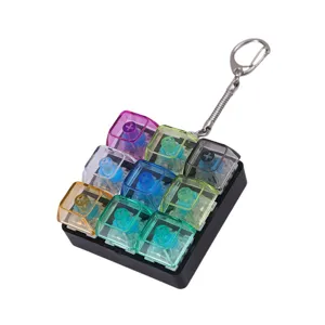 Mechanische Tastatur Schalter Fidget Spielzeug Schlüsselanhänger 3x3 bunte transparente Kappe