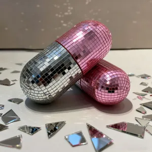 Disco Glass Mosaic Pill Capsule Storage Box Cylindrical Makeup Brush Holder