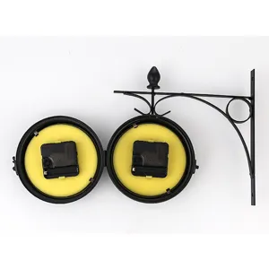 Detalles del reloj de pared de doble cara vintage, diseño de reloj colgante de arte de hierro retro.