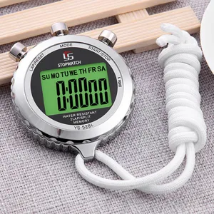 Chronomètre Numérique Électronique Minuteur Métal Chronomètre Imperméable Sport Fitness Minuteur Avec Cordon Pour Course Entraînement