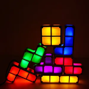 Luce notturna Tetris fai da te colorata impilabile LED puzzle lampada a incastro dettaglio