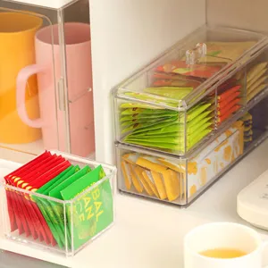 Boite de rangement transparente pour sachet de thé tiroir de bureau pour café