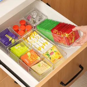 Organisateur de sachet de thé en acrylique transparent tiroir séparateur boîte de rangement
