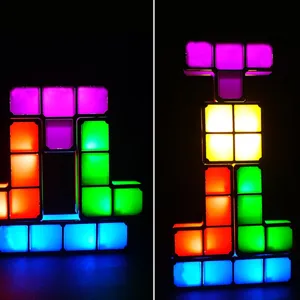 Lampada notturna Tetris DIY LED lampada puzzle incastrabile luci a blocchi impilabili