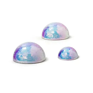 Ensemble de demi-boule miroir disco irisée, hémisphère en verre réfléchissant pour mariage.
