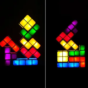 DIY Tetris luce notturna colorata impilabile LED puzzle blocco lampada per la camera.