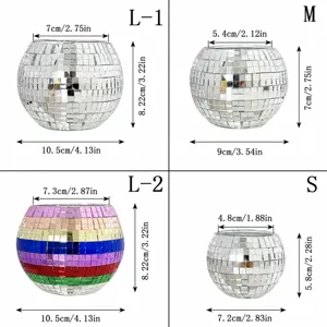 Disco ball mosaic candle holder size chart glass home decor table centerpiece display