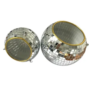 Mirror disco ball hanging planter with chain hooks for indoor plants and garden decor.