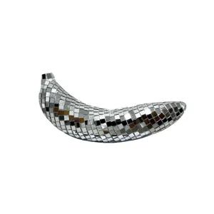 Ornamento specchio banana disco argento retrò riflettente decorazione casa scultura