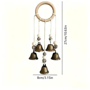 Campanas de bruja retro decoración del hogar colgante de puerta con anillo de madera
