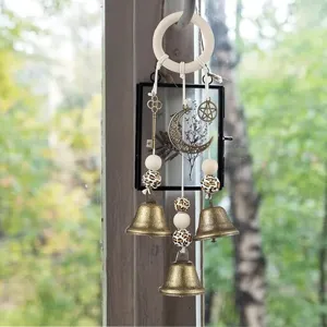 Retro campanas de bruja decoración colgante de ventana luna pentagrama llaves de cobre
